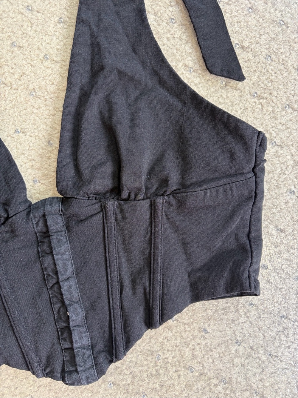 Princess Polly Dreaming Black Halter Corset Top Size 6 Plunge V-Neck Bustier - Picture 5 of 6